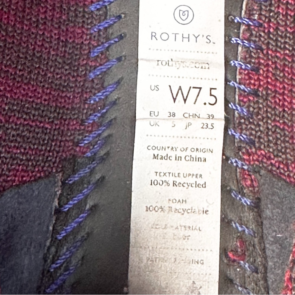Pointed Toe Rothy’s Flats W7.5 Red Knit Sustainable Slip On - Picture 8 of 10